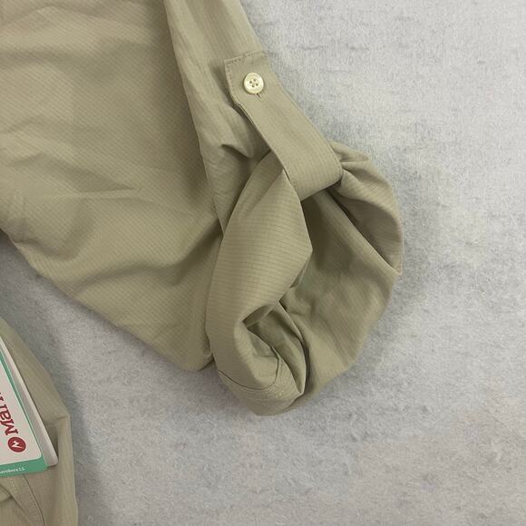 Marmot Mens Aerobora Button Down Shirt XXL Sandbar Tan Roll Tab Wicking Rip Stop - Picture 9 of 15